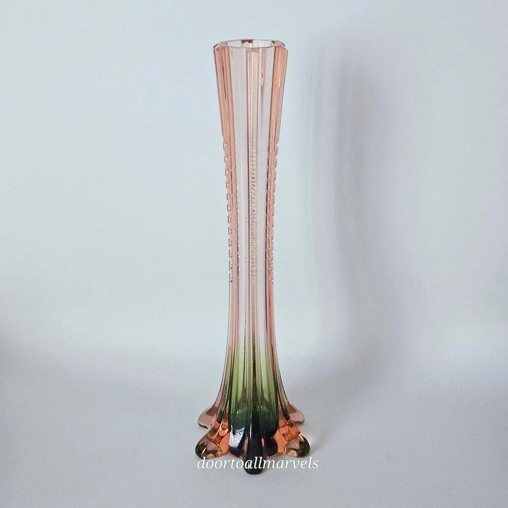 Antique Rubina Verde Bud Vase French Art Deco Soliflore  10